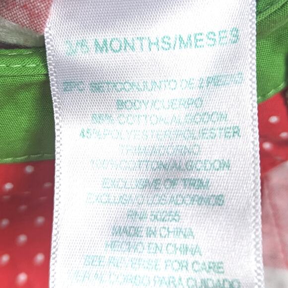 Vtg Okie Dokie Bubble Romper Sz 3-6m Watermelon Red Gingham Fruit Summer - Picture 7 of 7